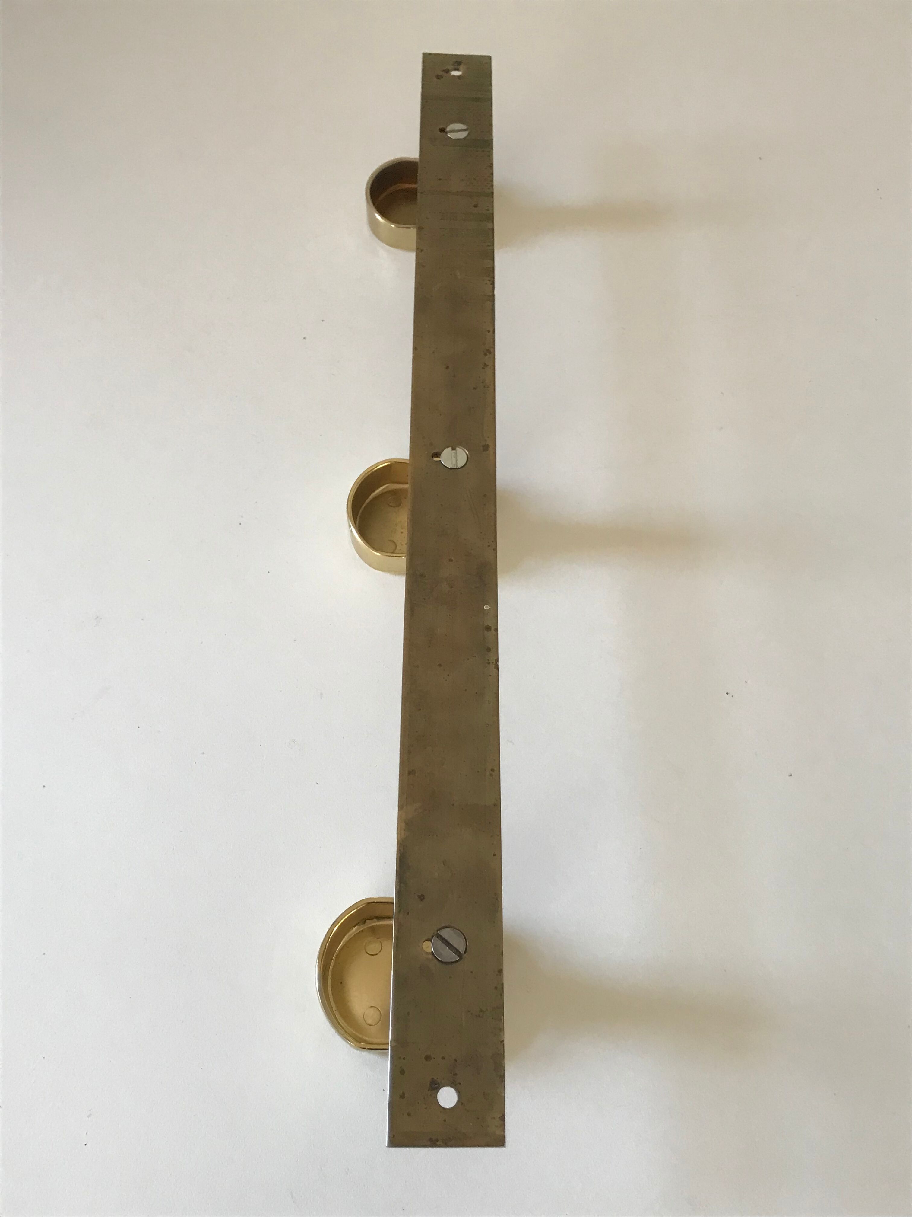 Coat rack 3 hooks vintage brass years 70 s