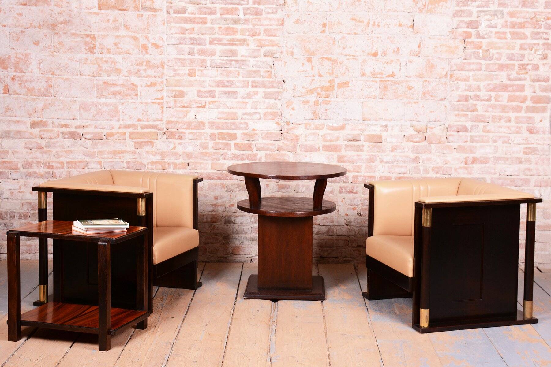 Art Nouveau Mahogany Armchairs from J. Hoffmann, Austria, 1910s, Set of 2