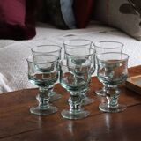 7 large water green blown wine glasses