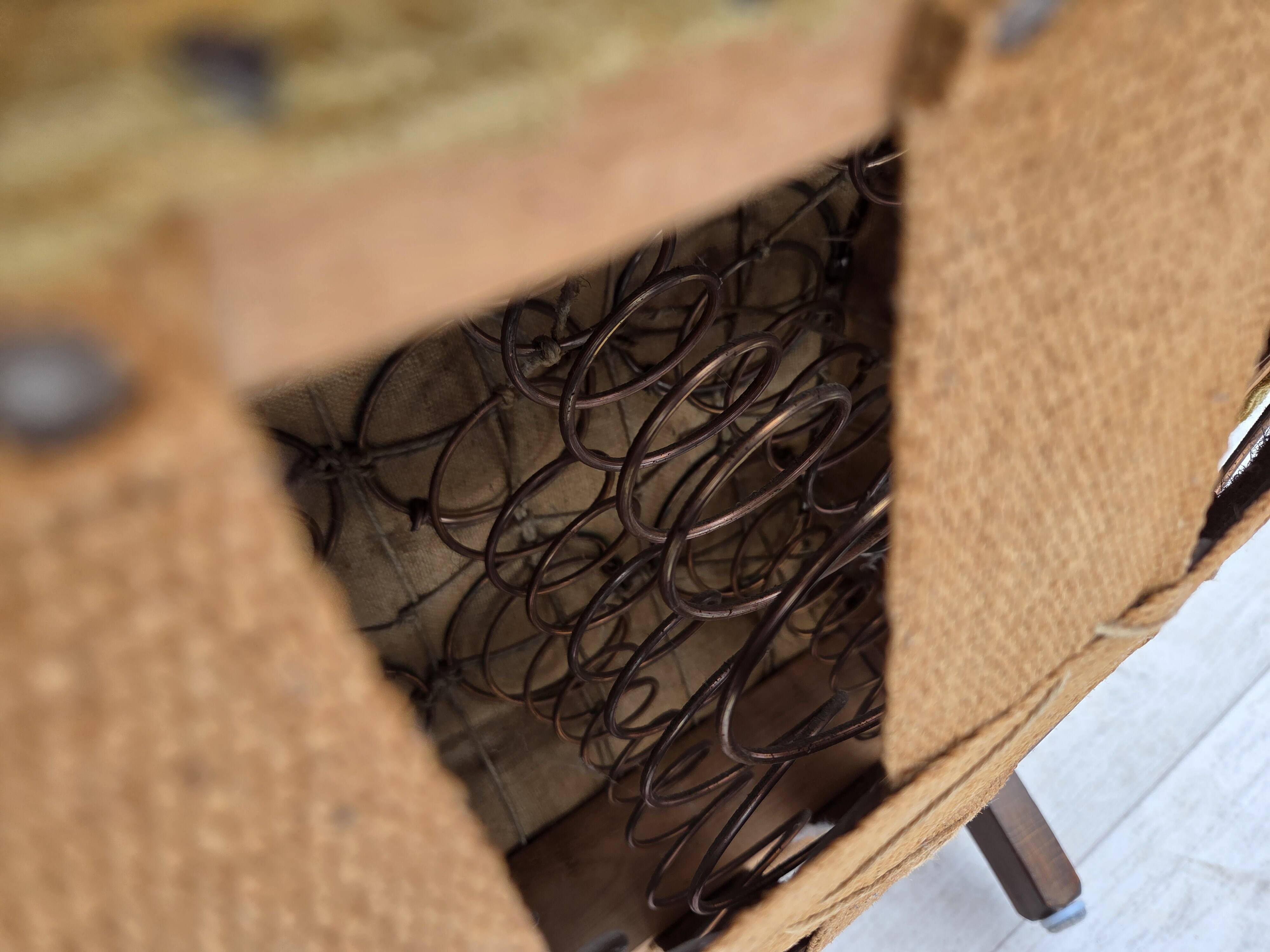 1960s, Danish armchair, light green furniture velour, beech wood.