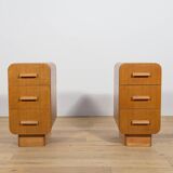 Art Deco Nightstands, Former Czechoslovakia, 1950s, Set of 2