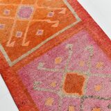 Pastel Tones Geometric Turkish Vintage Hallway Runner Rug, 95x345 Cm