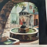 Peinture de Fontaines  à l’huile encadré
