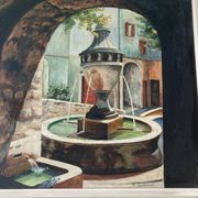 Peinture de Fontaines  à l’huile encadré