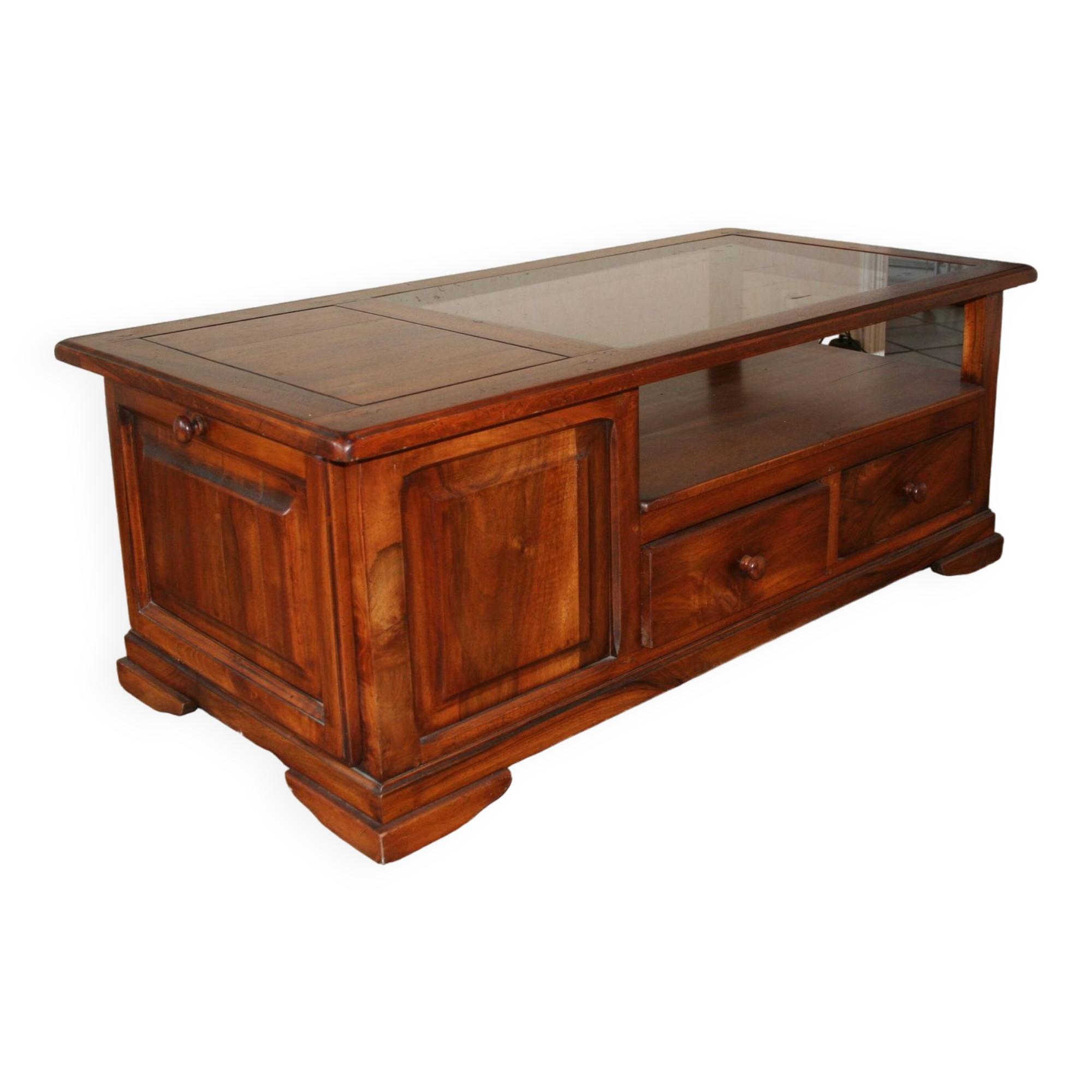 Solid wood coffee table signed "Doussiere"