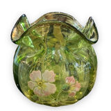 Vase en verre émaillé à décor de fleurs