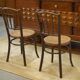 Pair of curved wooden bistro chairs stamped Fischel 1930s