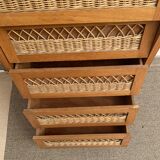 Oak and rattan 1950s