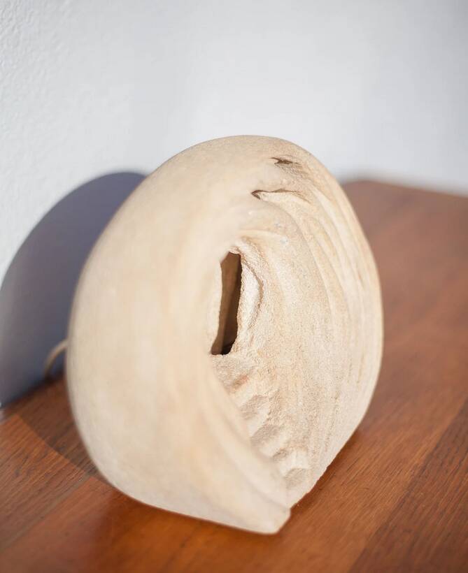 Chauvigny stone lamp by Arsène Galisson, vintage sculpture lamp