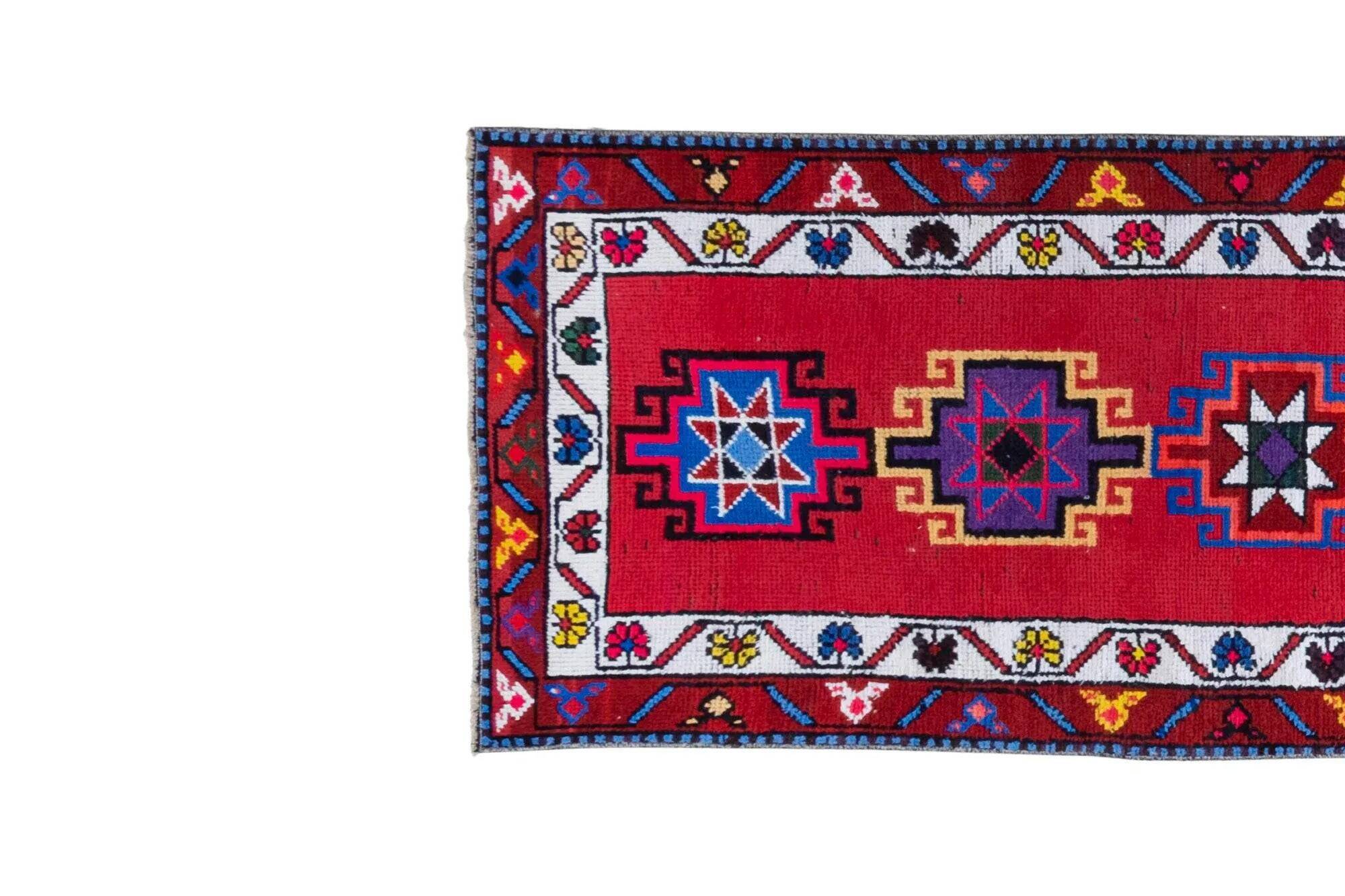 Vintage Turkish hallway rug 77x375 cm