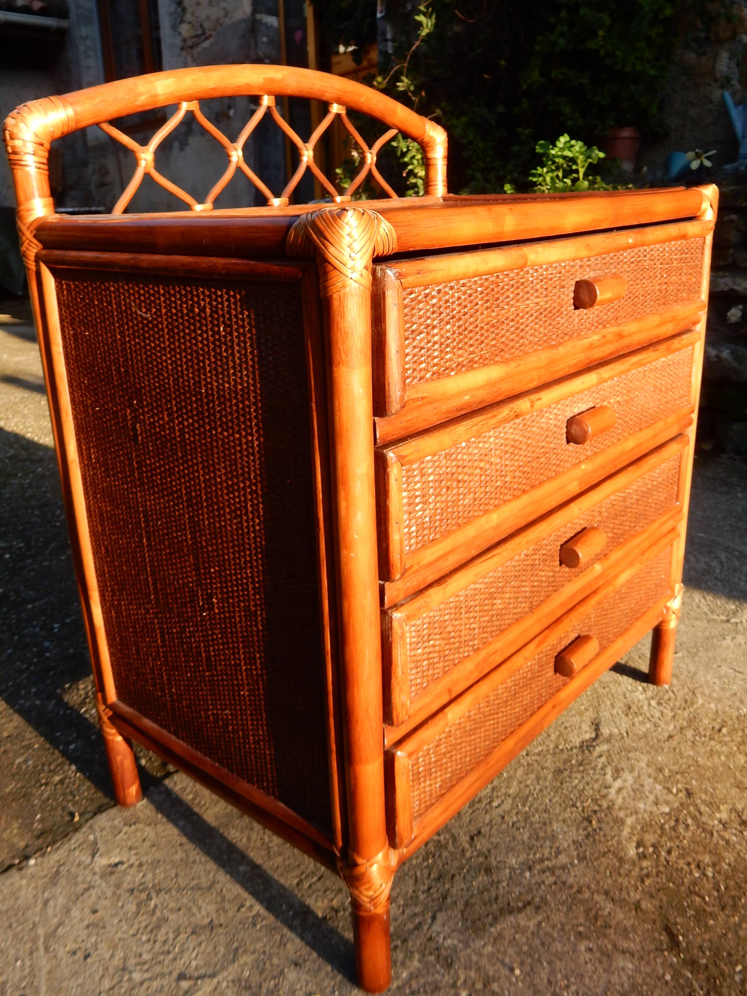 Commode vintage en rotin - Parfait état