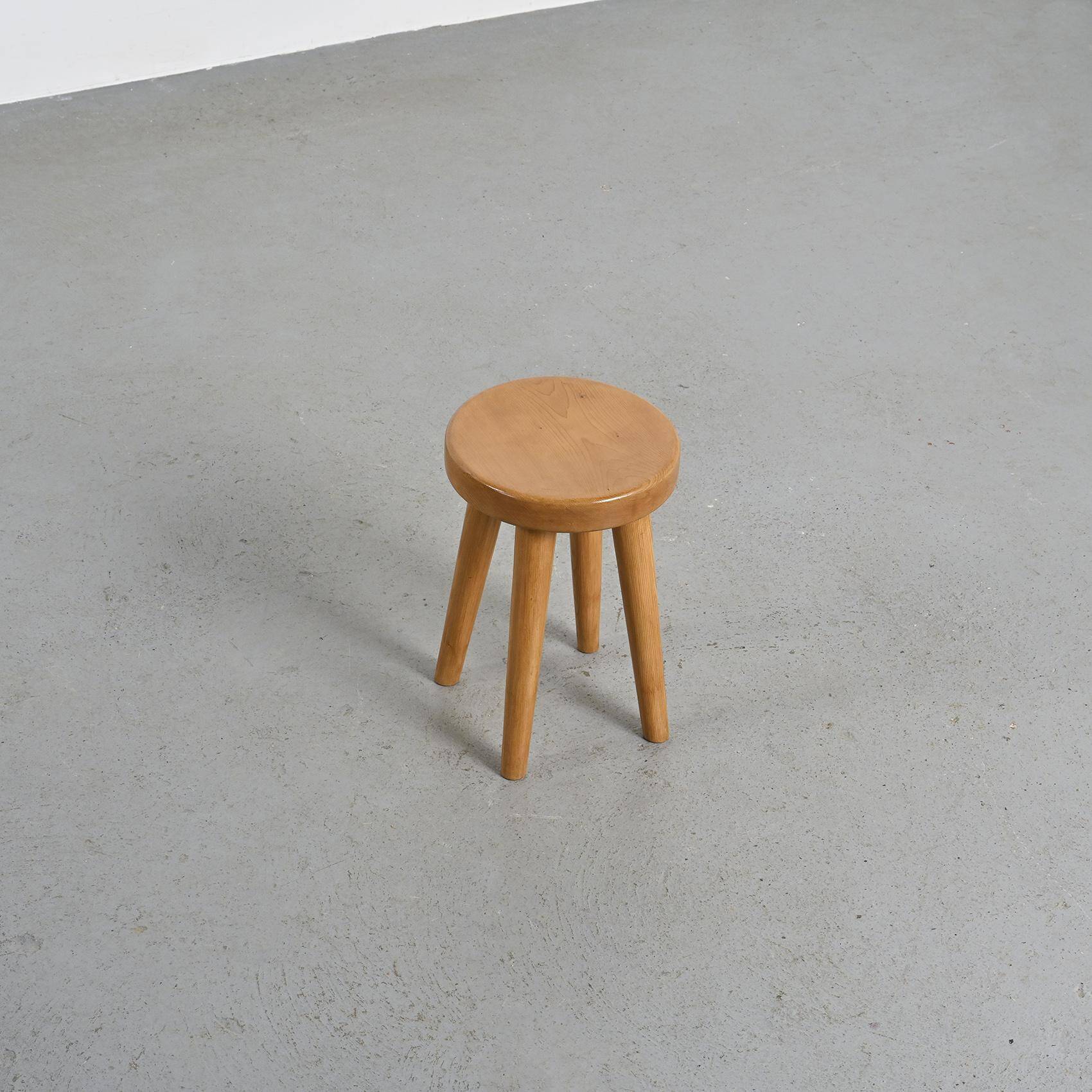 Pine stool by René Martin, 1960s design