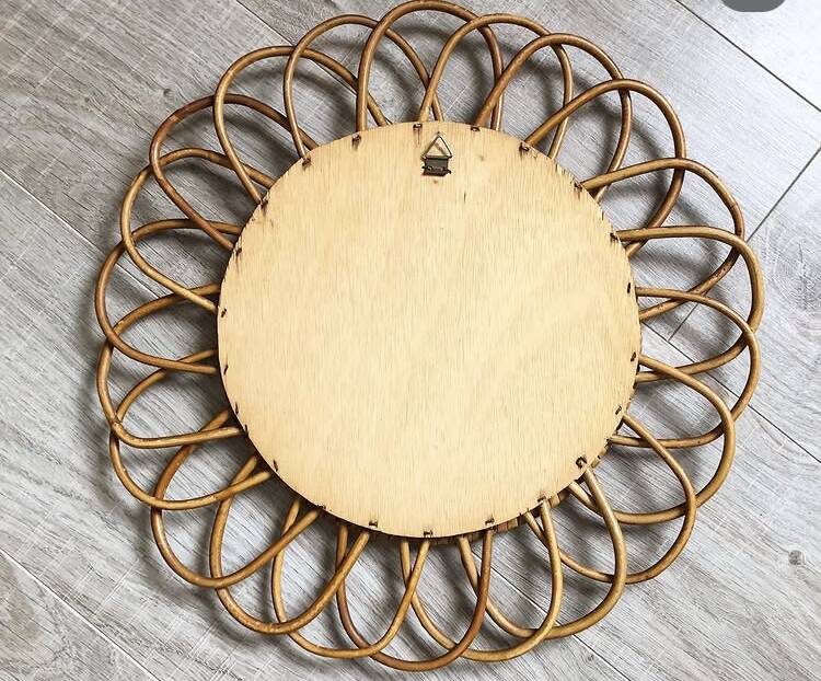Miroir marguerite en rotin vintage