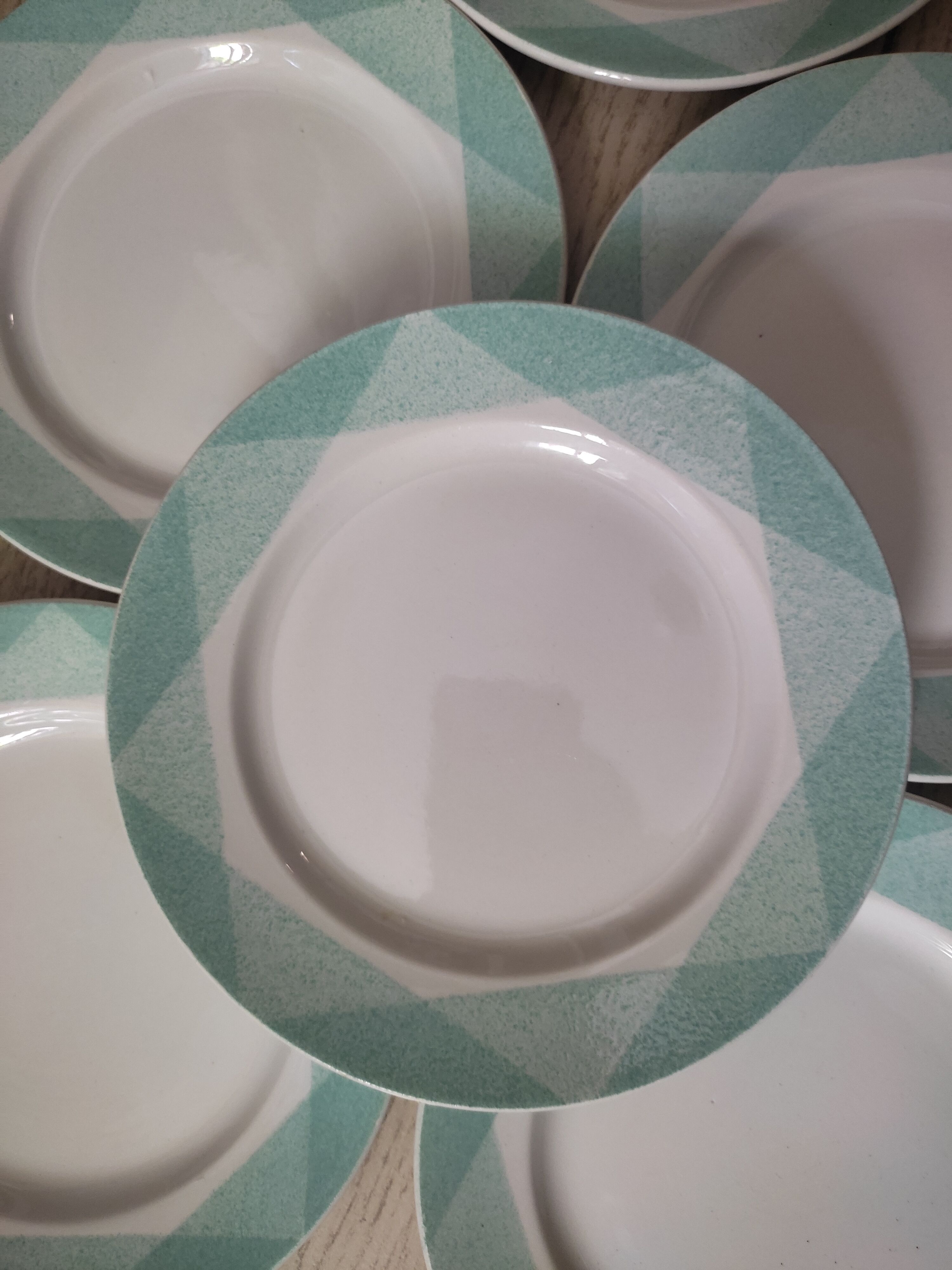 6 retro dessert plates in earthenware