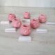 Pink candlesticks and porcelain knife holders