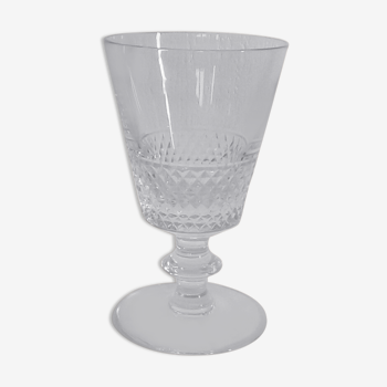 Vase en cristal val saint lambert pied douche decor pointes de diamants