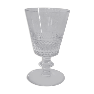 Vase en cristal val saint lambert pied douche decor pointes de diamants