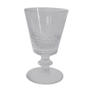 Vase en cristal val saint lambert pied douche decor pointes de diamants