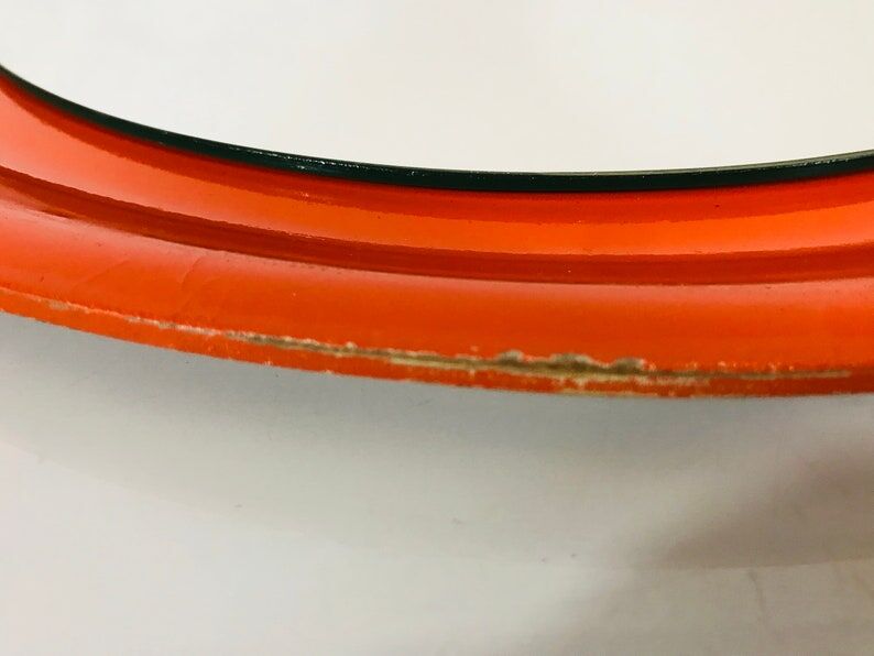 Red circular wall mirror 45x45cm Germany 1970s