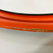 Red circular wall mirror 45x45cm Germany 1970s
