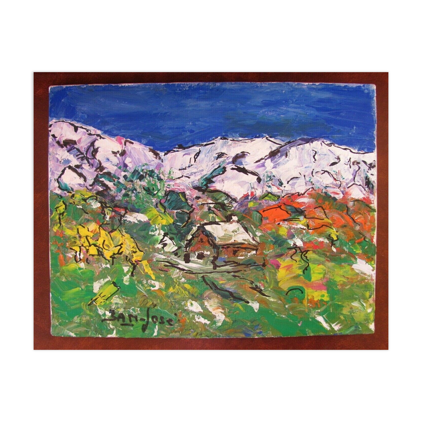 Painting - Mazet at the foot of the snow-capped Pyrenees