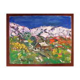 Tableau - Mazet aux pieds des Pyrénées enneigés