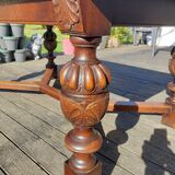 1910s Jacobean style solid oak extending drawer dining table