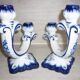 Pair of 2-pointed ceramic candlesticks from Portugal