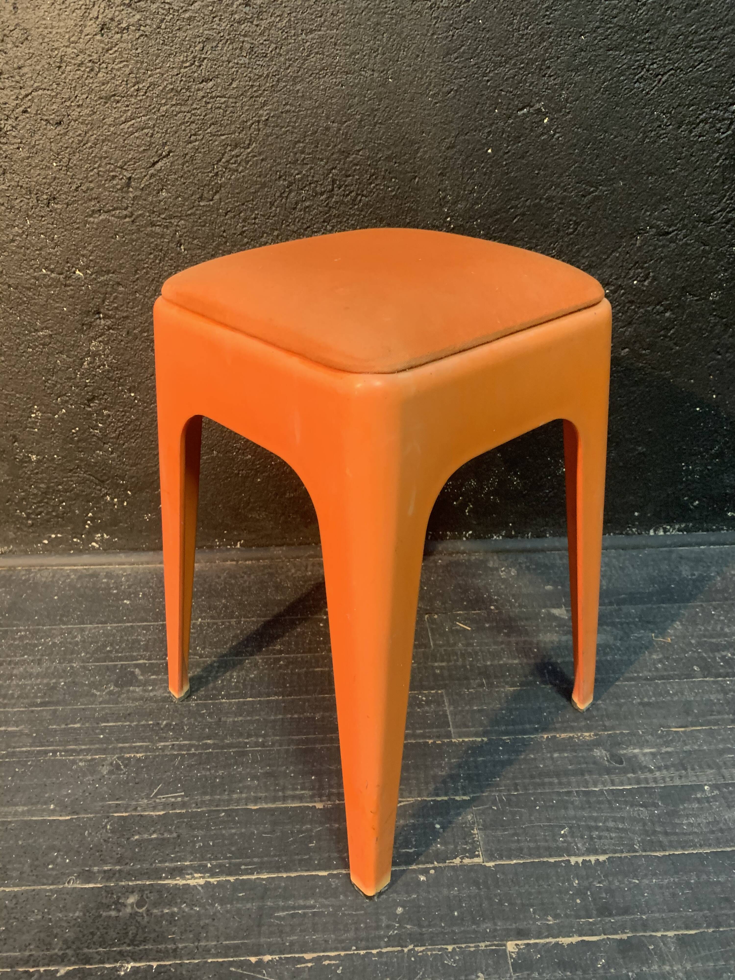 Vintage orange stool Ami, design 1960
