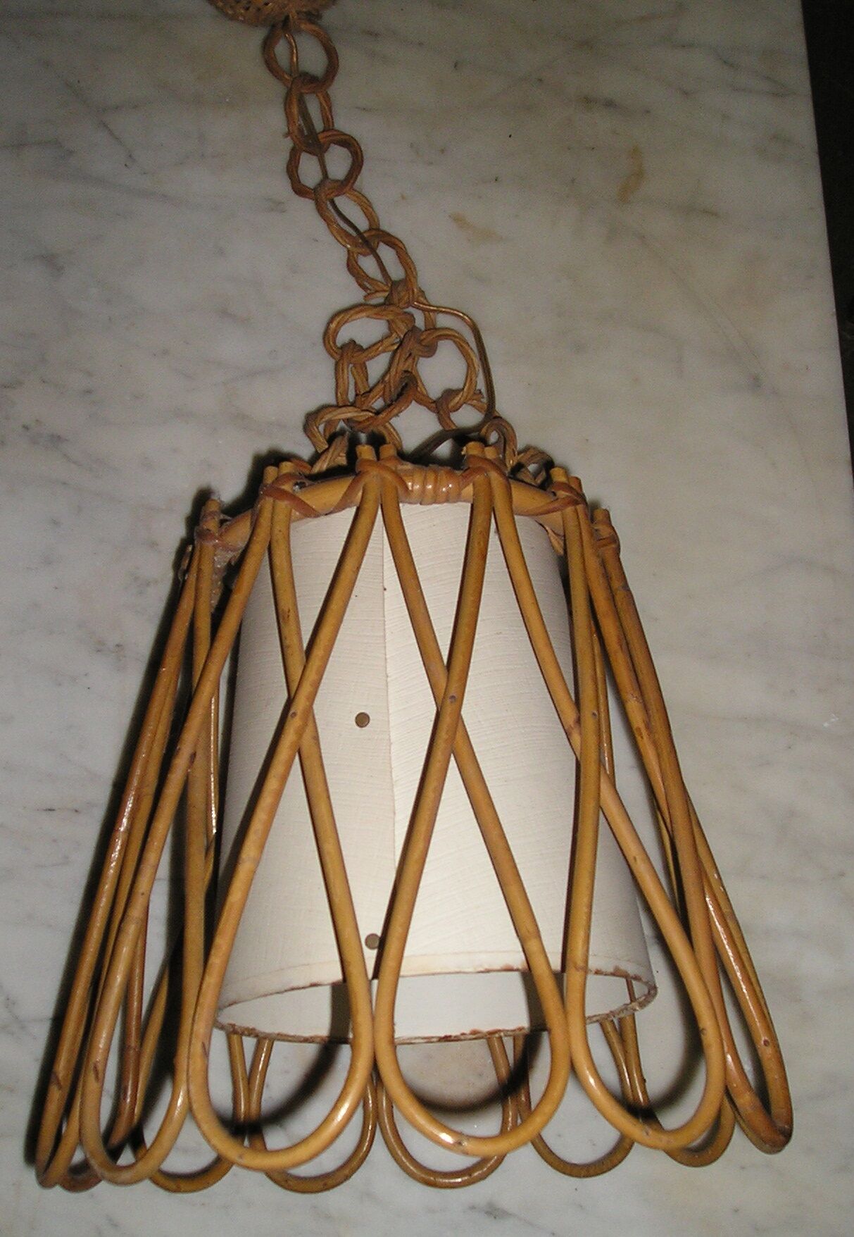 Chandelier hanging Wicker rattan of the years 60/70