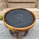 Vintage 1970s bamboo pouf stool