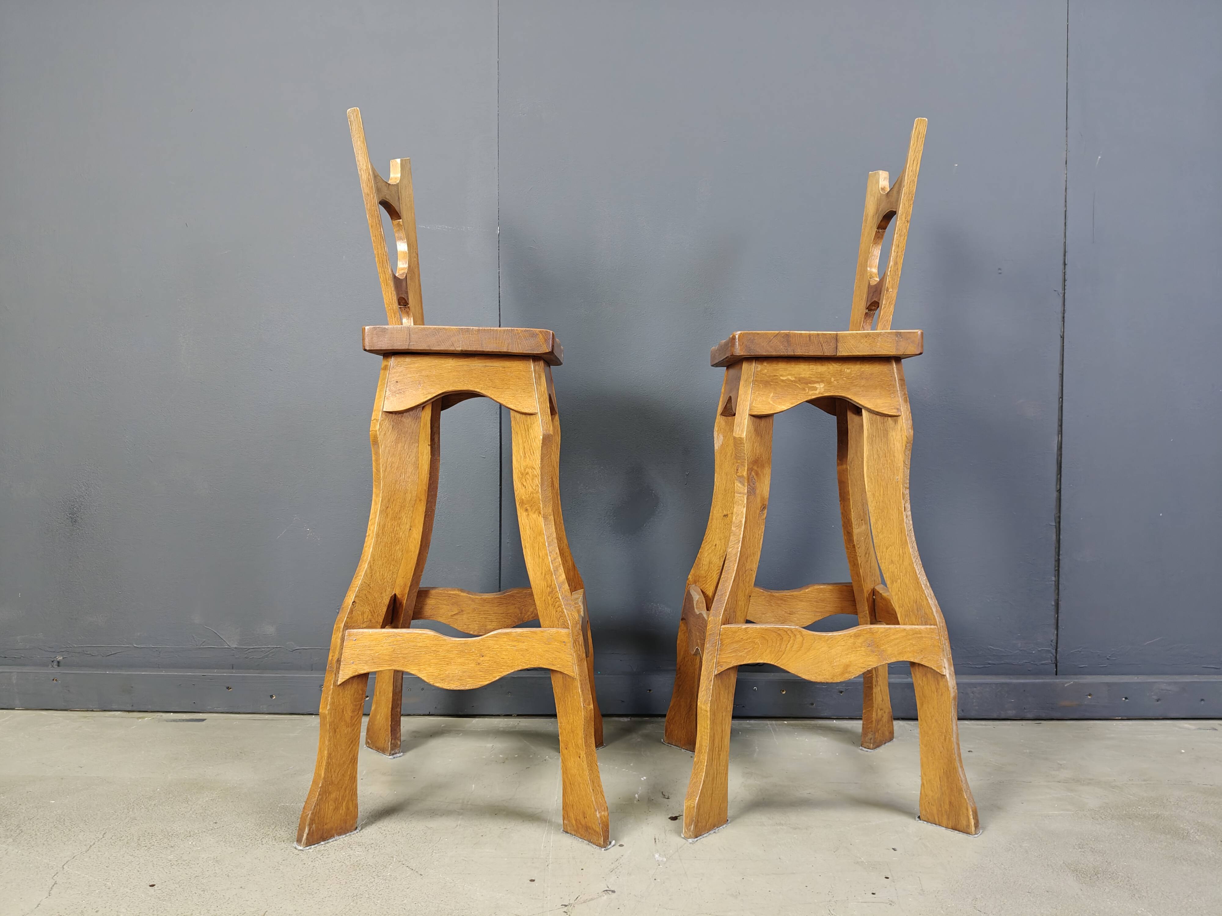 Vintage brutalist bar stools, set of 4 - 1960s