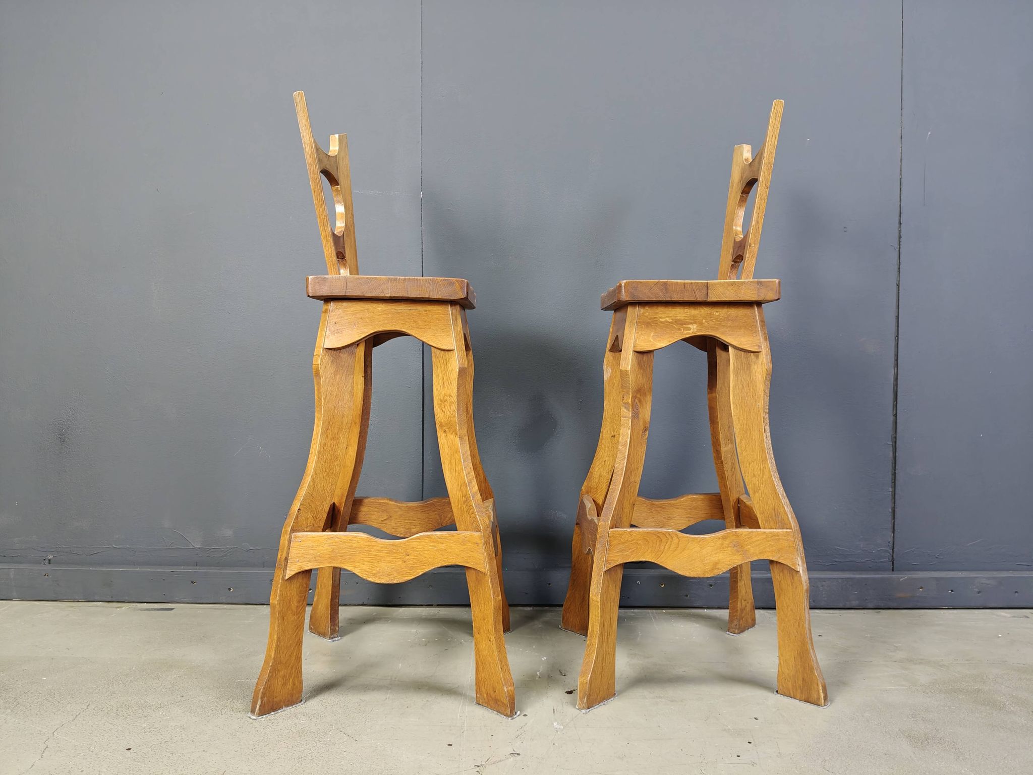 Vintage brutalist bar stools, set of 4 - 1960s
