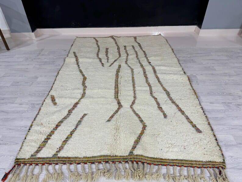 Handmade natural wool Berber rug size 150 x 250 cm