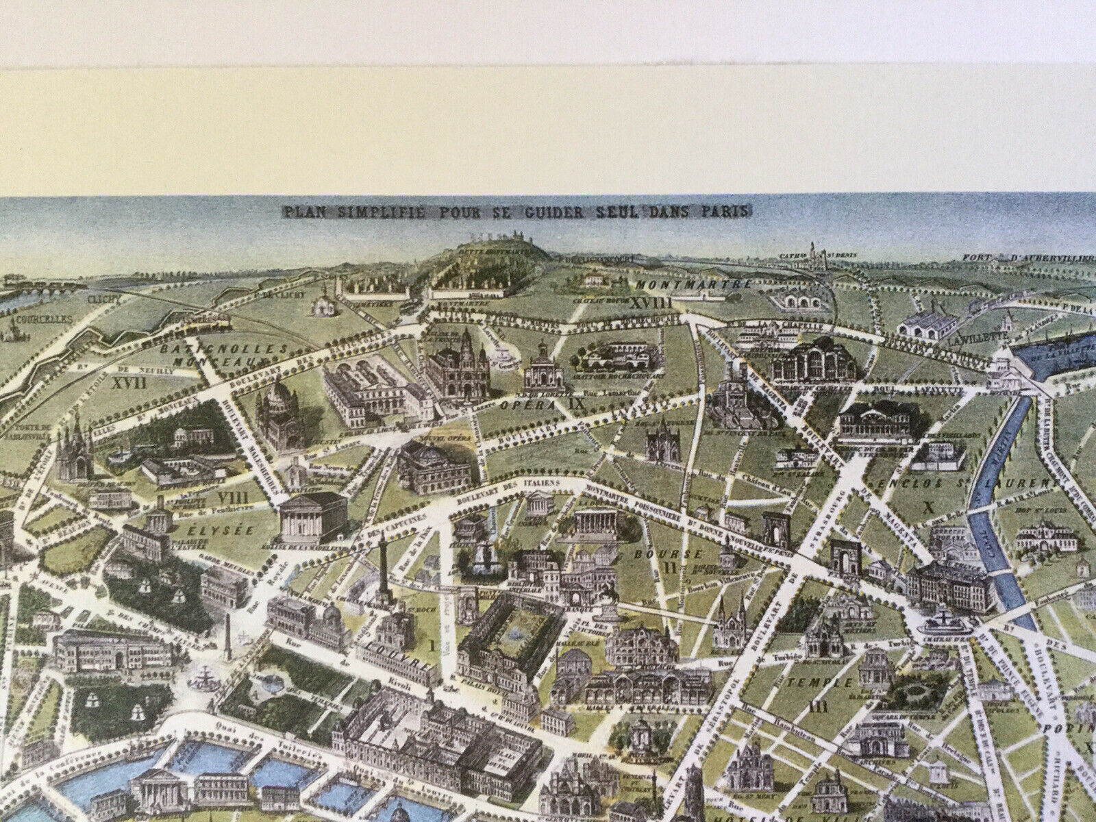 Historic map of Paris in 1864