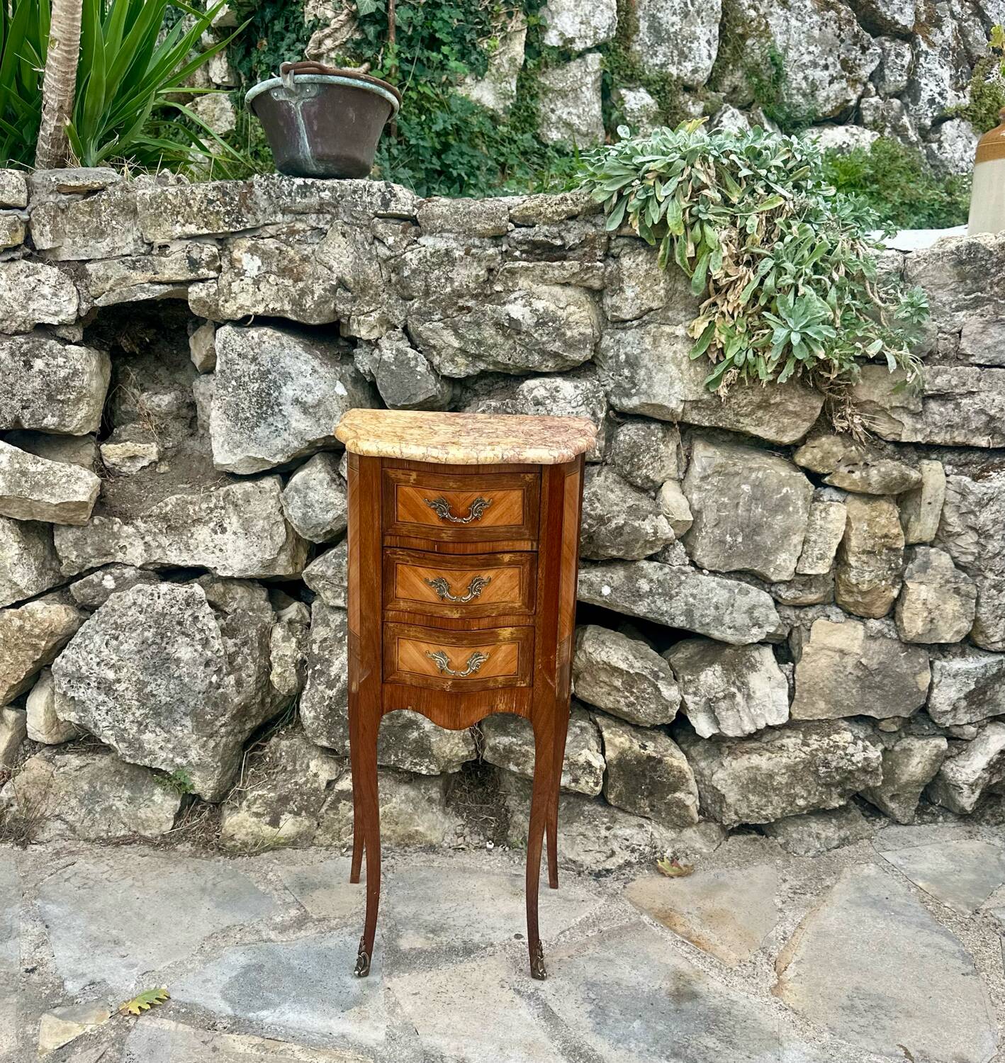 Small Louis XV style marquetry chiffonniere table