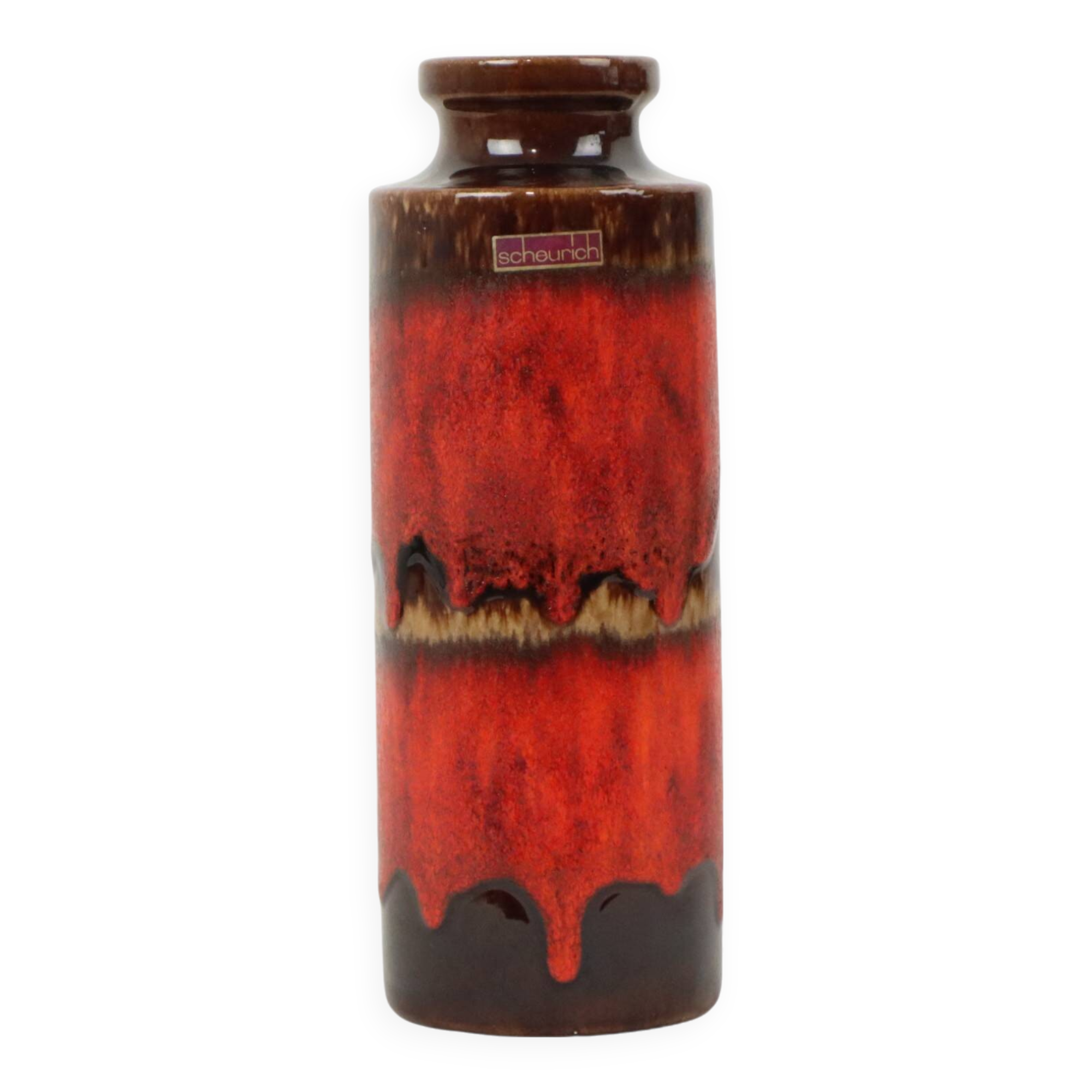 Red Fat Lava Vase Scheurich West Germany Ceramics 203-26