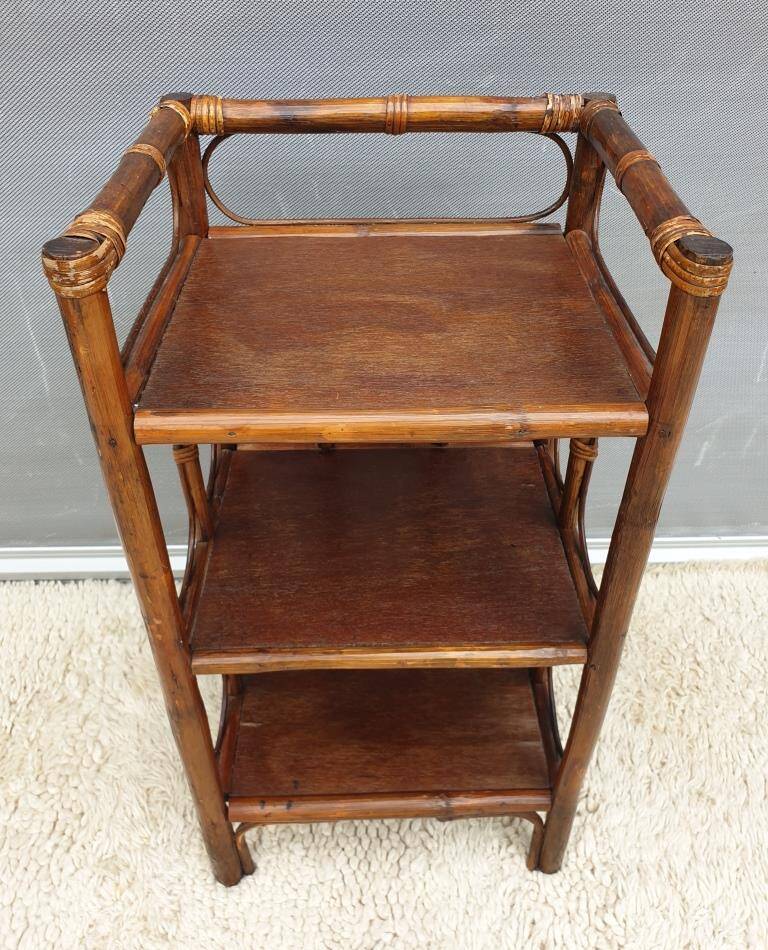 Rattan shelving unit