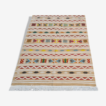 Handmade handmade Berber-patterned multi-coloured rugs 155x100cm