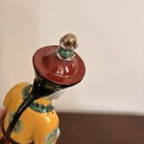 Chinese Porcelain Sculpture of an Emperor Dignitary from the Qing Dynasty, Famille Verte