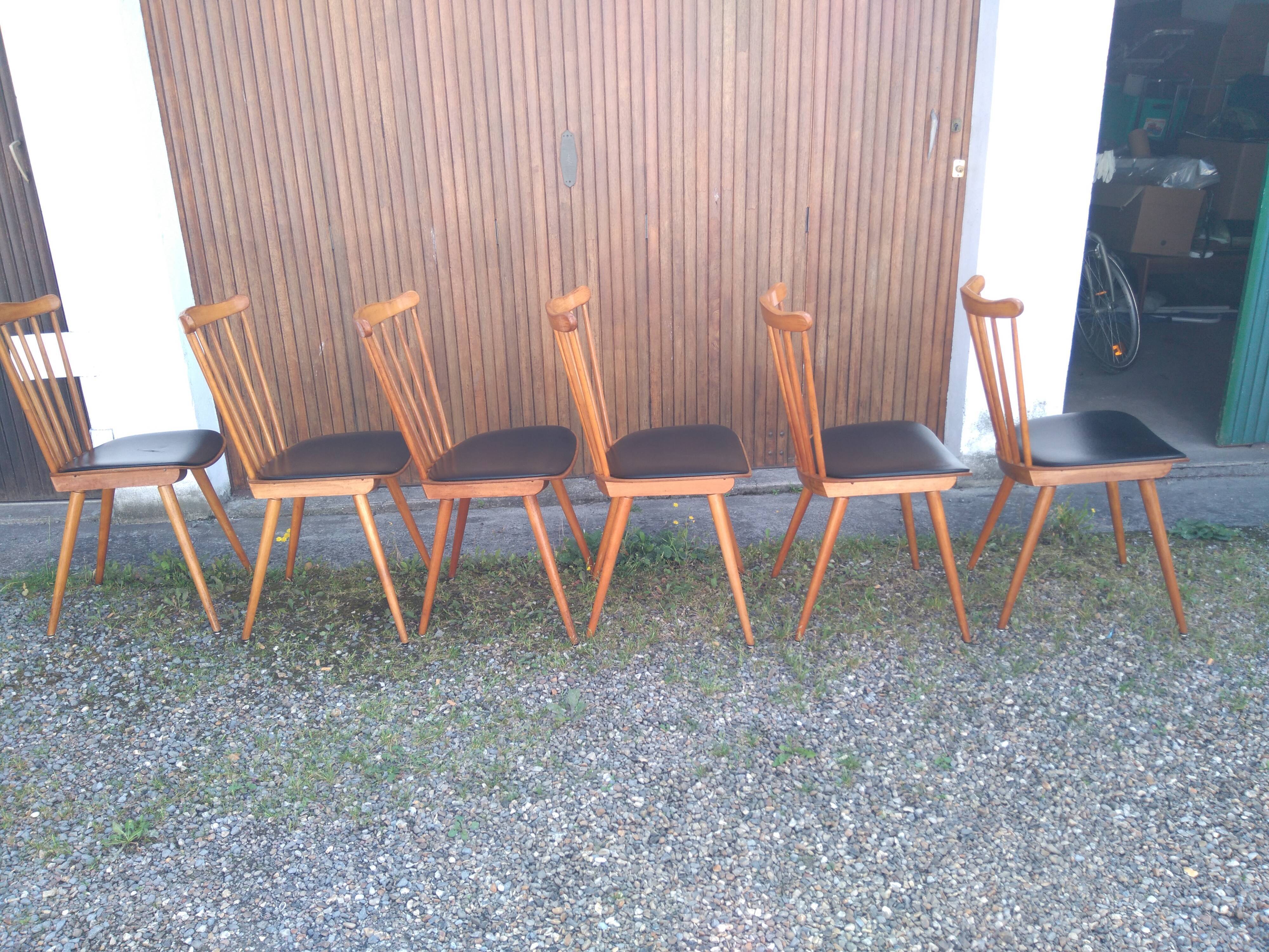 Series of 6 chairs bistrot menuet