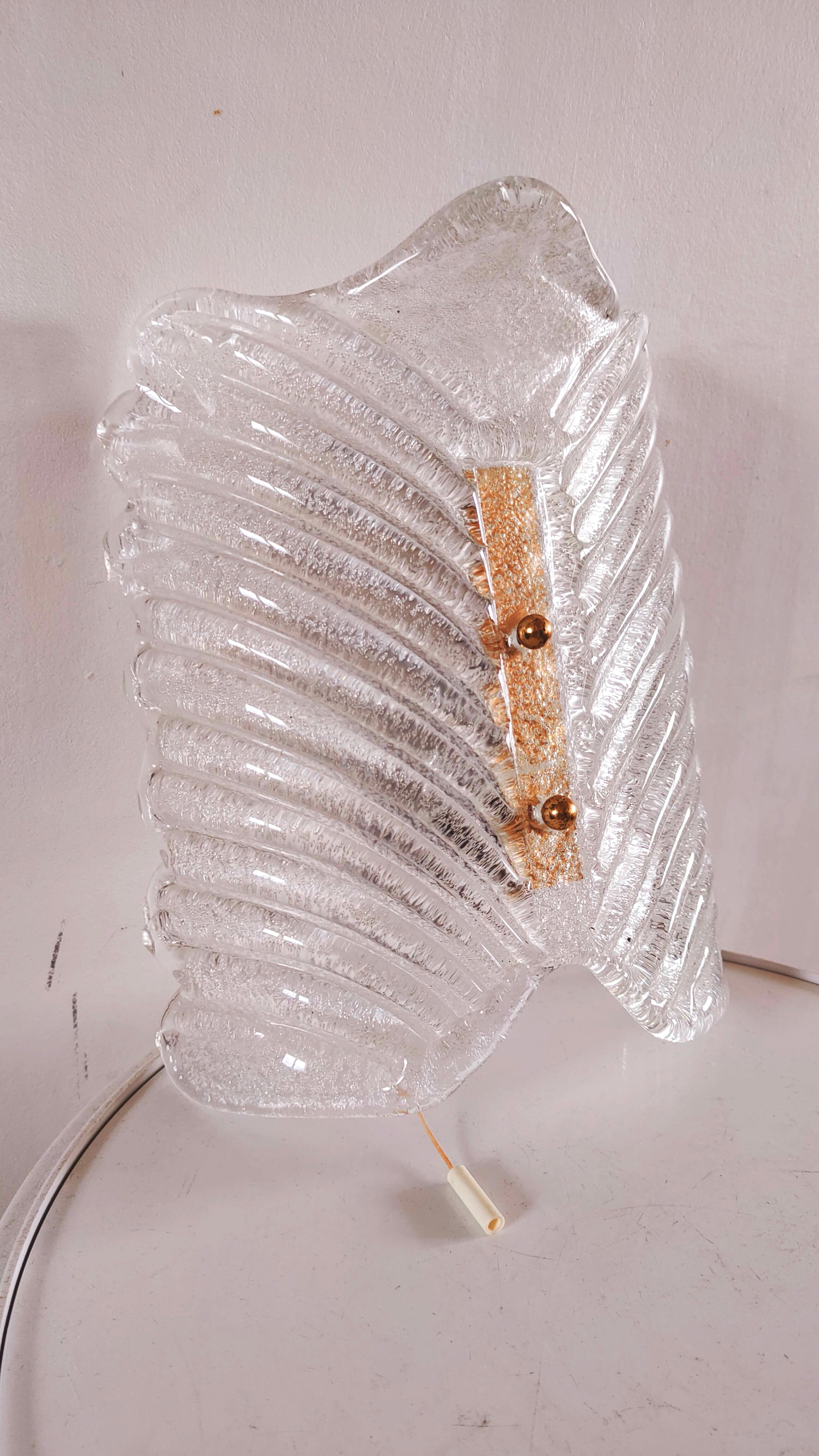 Murano glass wall lamp with frosted effect, 70s design