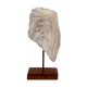 Carved stone head sculpture