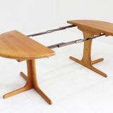 Vintage Danish round extendable dining table solid teak 1960s