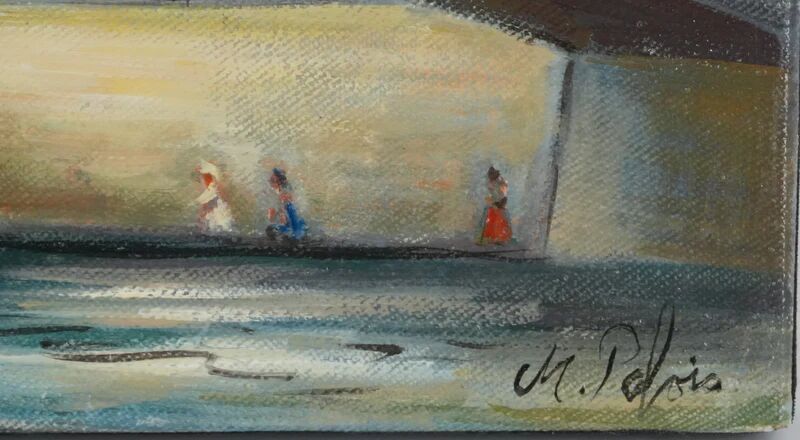 Michel Pabois : Paris, vue sur la Conciergerie depuis les quais, huile sur toile originale signée