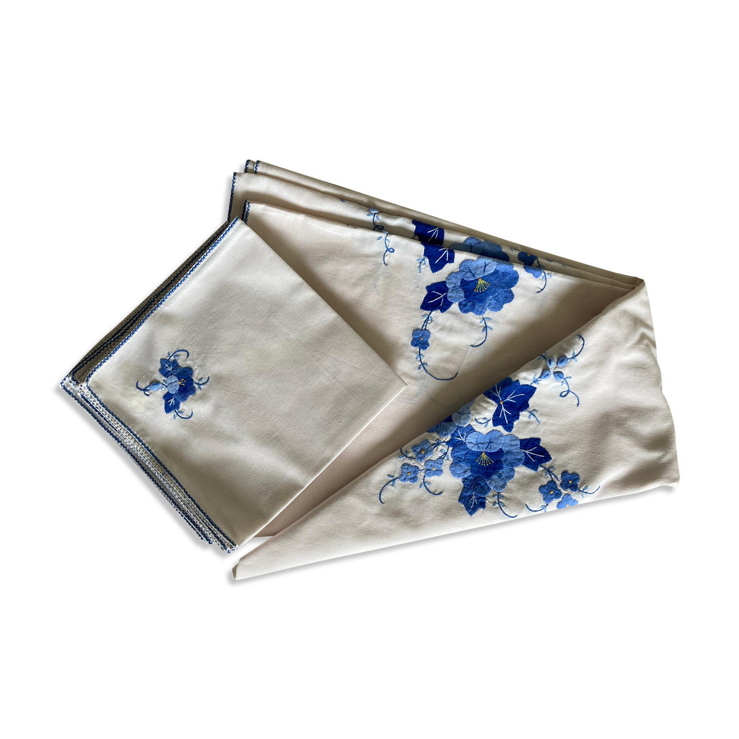 Embroidered tablecloth and towels