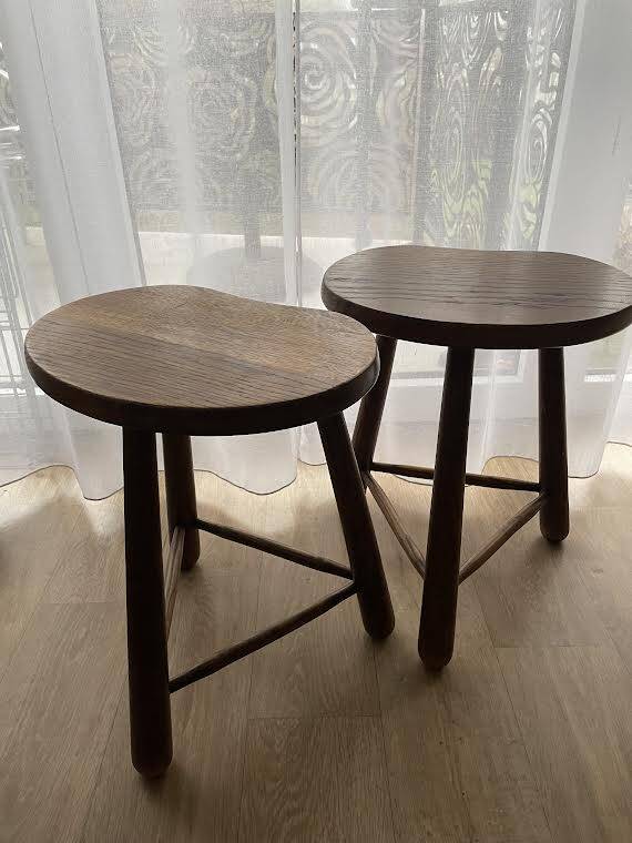 Solid oak tripod stools