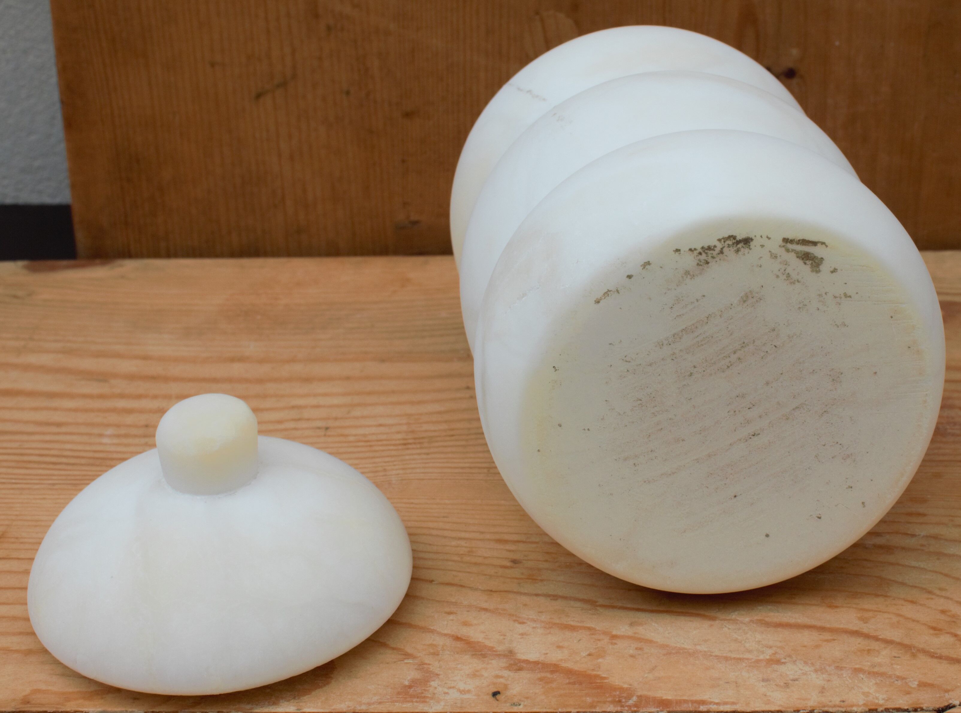 Old white marble pot