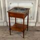 Refreshment table in mahogany, grey marble top, two zinc buckets, 18th century.
