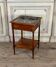 Refreshment table in mahogany, grey marble top, two zinc buckets, 18th century.